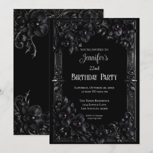 Invitation d'anniversaire florale gothique orchidé