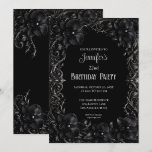Invitation d'anniversaire florale gothique orchidé