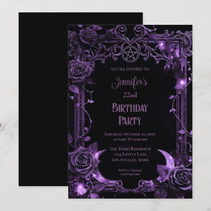 Invitation d'anniversaire florale gothique violett