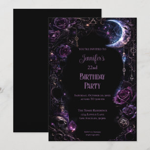 Invitation d'anniversaire florale gothique violett