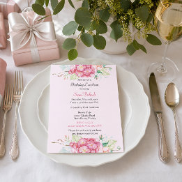 Invitation d'anniversaire florale Hydrangea rose é