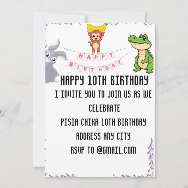 Invitation d'anniversaire florale pour enfants mig (Devant)
