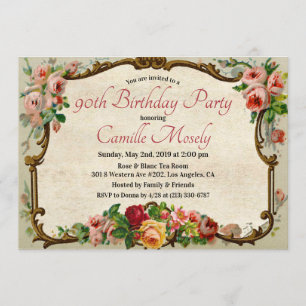 Invitation d'anniversaire florale victorienne - TO