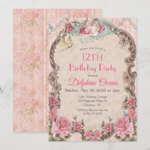 Invitation d'anniversaire florale vintage - TOUT Â
