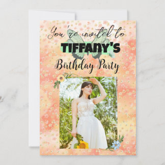 Invitation d'anniversaire Flower & Butterfly