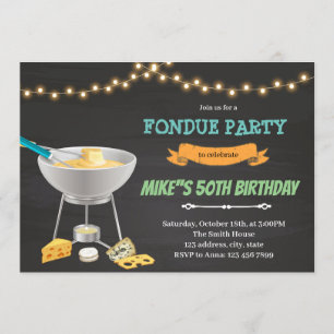 Invitation d'anniversaire fondue au fromage