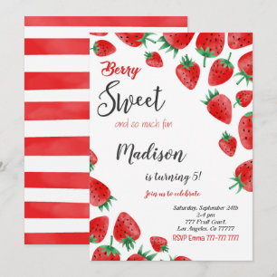 Invitation d'anniversaire fraise rouge