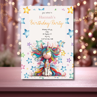 Invitation d'anniversaire Fun Star Licorne Féminin