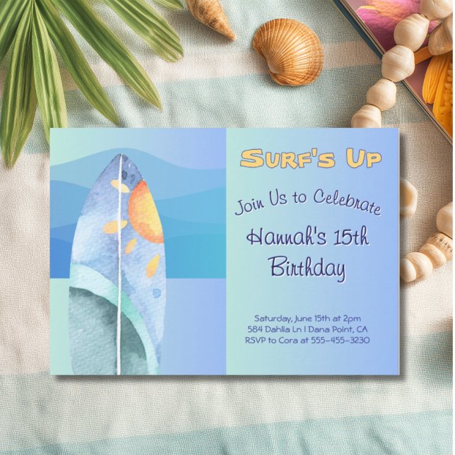 Invitation d'anniversaire Fun Surf's Up (Créateur téléchargé)
