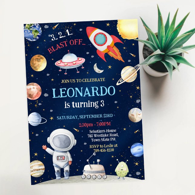 Invitation d'anniversaire Fusée spatiale Astronaut (Créateur téléchargé)
