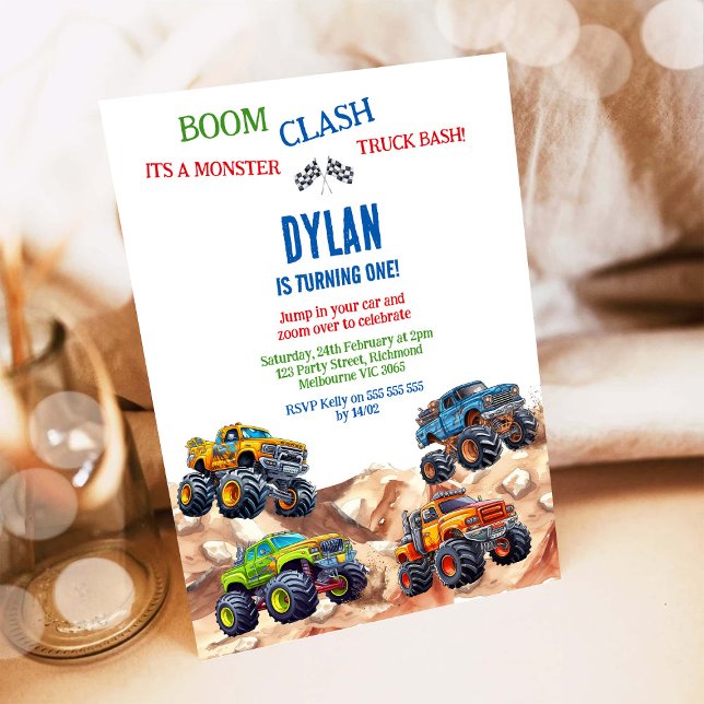 Invitation d'anniversaire garçon Bash de Monster T (Créateur téléchargé)