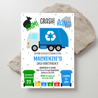Invitation d'anniversaire garçon camion à ordures