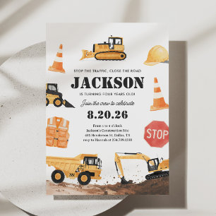 Invitation d'anniversaire garçon camions de constr