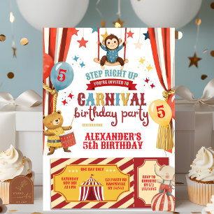 Invitation d'anniversaire garçon Carnaval du cirqu