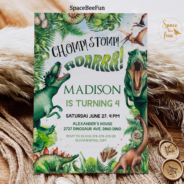 Invitation d'anniversaire garçon dinosaure Patty S (Créateur téléchargé)