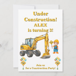 Invitation d'anniversaire garçon en construction 