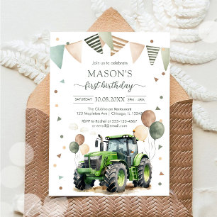 Invitation d'anniversaire garçon enfants ferme tra