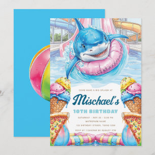 Invitation d'anniversaire garçon Fun Shark Waterpa
