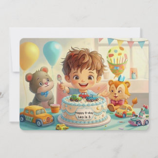 Invitation d'anniversaire garçon mignon voiture bl