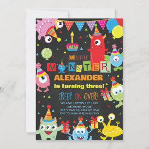 Invitation d'anniversaire garçon monstres, tout âg