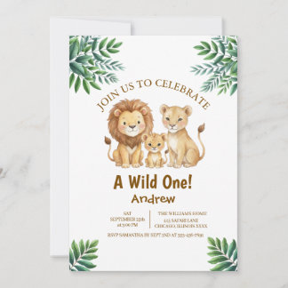 Invitation d'anniversaire garçon safari Wild One