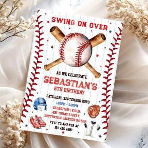 Invitation d'anniversaire garçon swing de baseball