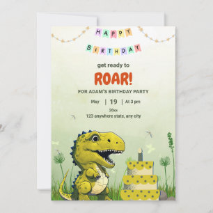 Invitation d'anniversaire garçon T-Rex dinosaure f
