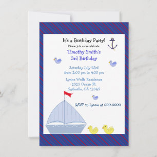 Invitation d'anniversaire garçon voilier nautique