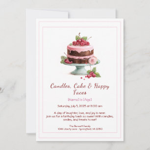 Invitation d'anniversaire gâteau d'anniversaire aq