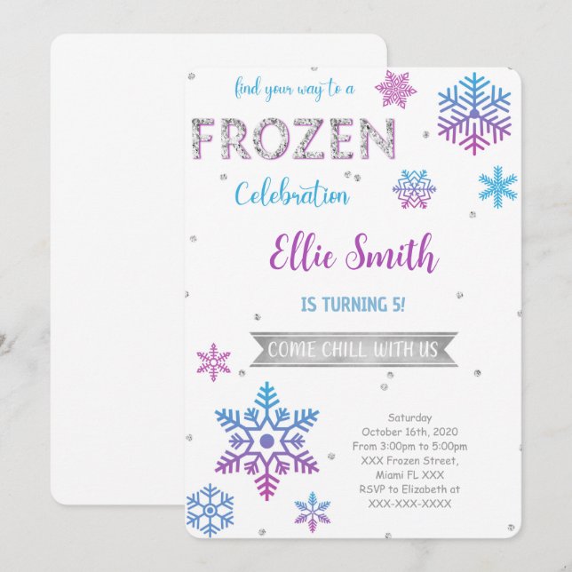 Invitation d'anniversaire gelé (Devant / Derrière)