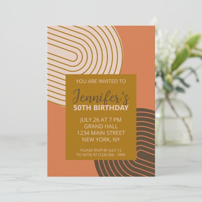 Invitation d'anniversaire géométrique moderne (Debout devant)