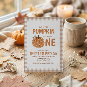 Invitation d'anniversaire Gingham Little Pumpkin 1