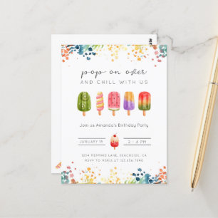Invitation d'anniversaire glace popsicle d'été