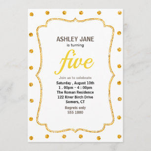Invitation d'anniversaire Gold