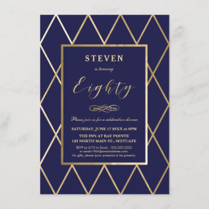 Invitation d'anniversaire - Gold, Elegant, Navy
