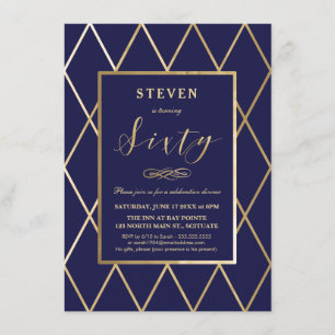 Invitation d'anniversaire - Gold, Elegant, Navy