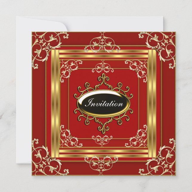 Invitation d'anniversaire Gold et Red les plus pop (Devant)