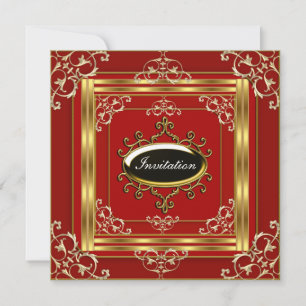 Invitation d'anniversaire Gold et Red les plus pop