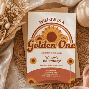 Invitation d'anniversaire Golden One Fille Rétro