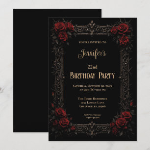 Invitation d'anniversaire gothique floral