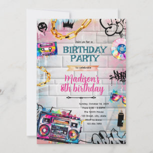 Invitation d'anniversaire graffiti