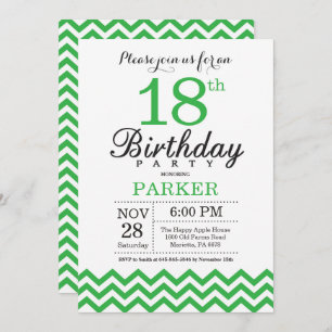 Invitation d'anniversaire Green Chevron