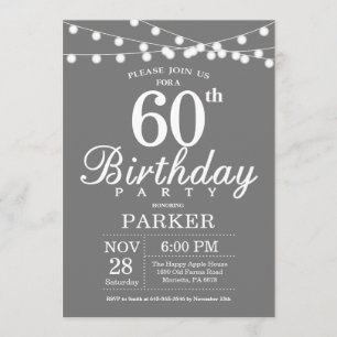 Invitation d'anniversaire Grey and White