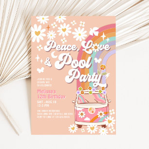 Invitation d'anniversaire groovy rose fête au bord