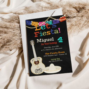 Invitation d'anniversaire guitares Fiesta