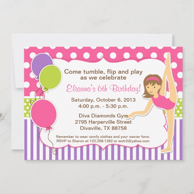 Invitation d'anniversaire Gymnastic (Devant)