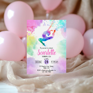 Invitation d'anniversaire gymnastique aquarelle pa