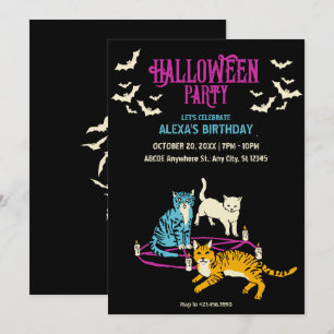 Invitation d'anniversaire Halloween culte de chat