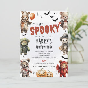 Invitation d'anniversaire Halloween Oursons Mignon