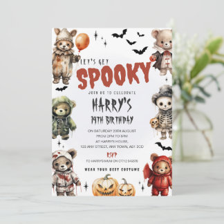 Invitation d'anniversaire Halloween Oursons Mignon